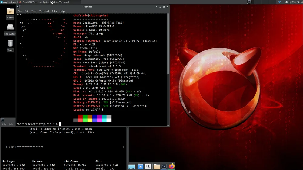 FreeBSD 15.0 Desktop Screenshot of FreeBSD desktop